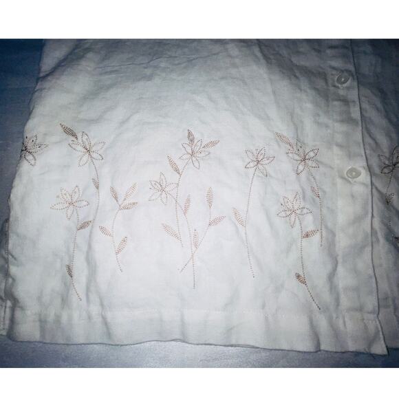 Maggie McNaughton Floral Embroidered 100% Linen Top‎ - Women's Size 1X - Picture 3 of 7